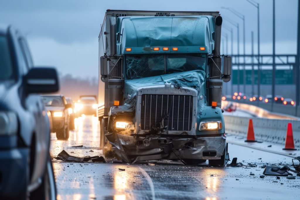A truck accident on the highway