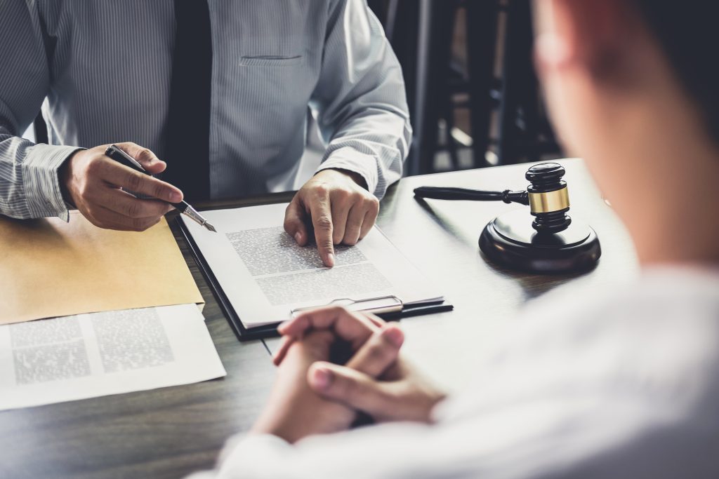 Businessman and Male lawyer consult having team meeting with client, Law and Legal