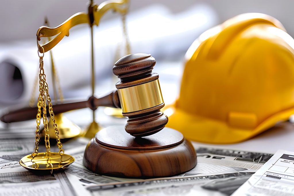Construction law, legal regulations in building industry, contract disputes, workplace safety policies, labor rights, real estate litigation, contractor liability, and arbitration cases