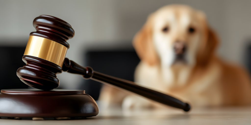 Gavel and a dog; legal issues involving pets?