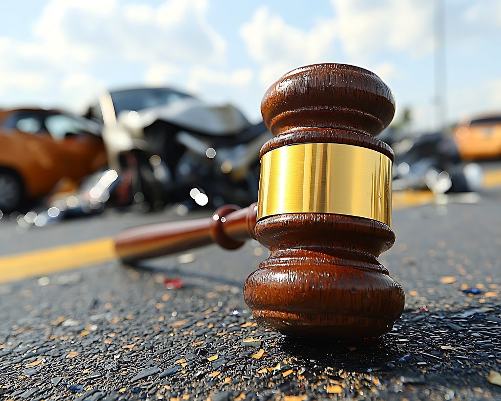 Gavel at Car Crash Scene.