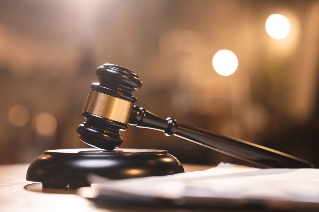 law and authority lawyer concept, judgment gavel hammer in court courtroom for crime judgement legislation and judicial decision, judge having justice of punishment guilt and criminal verdict legal