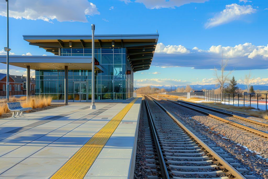 Lightrail Station in Modern Contemporary Building in Lone Tree, Colorado