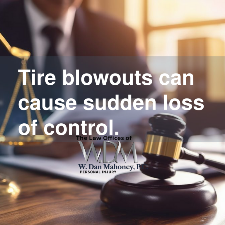 Tire blowouts can cause sudden loss of control.