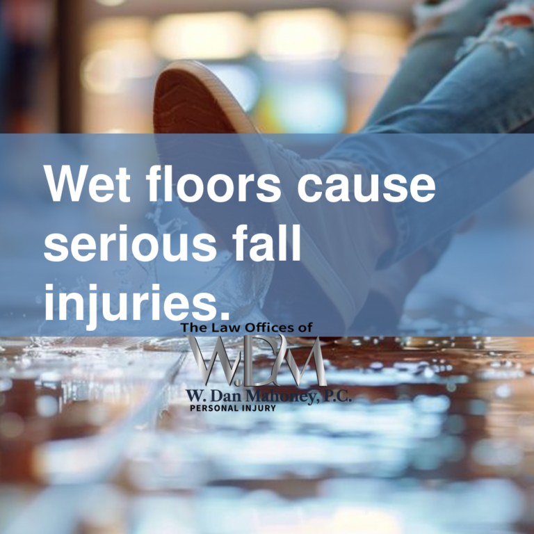 Wet floors cause serious fall injuries.